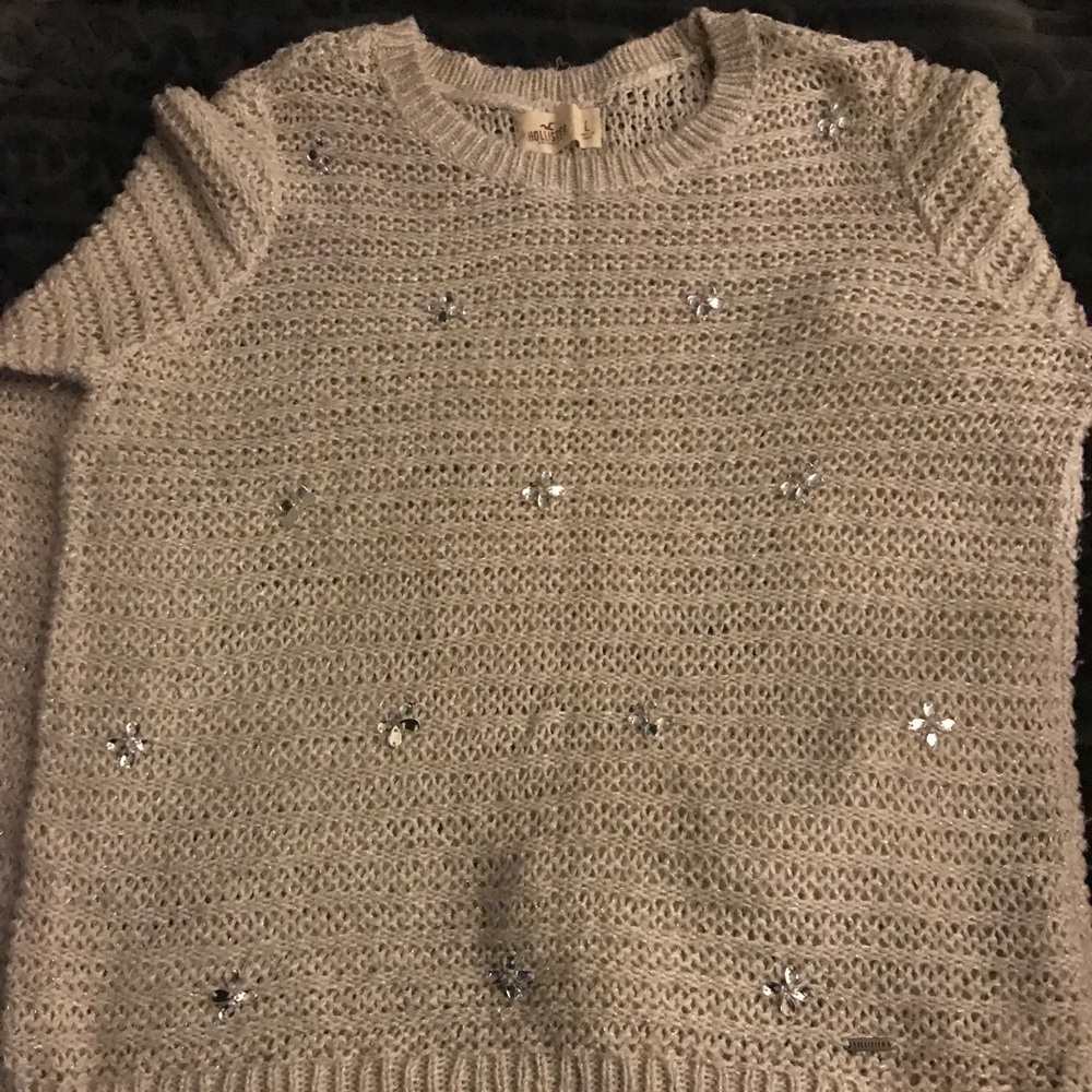 Grey Hollister sweater w/Rhinestones